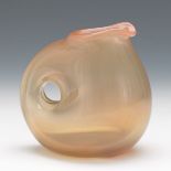 Dominick Labino (American, 1910-1987) 4-1/2" x 4-1/4"Delicately blown glass pitcher form in a rosy