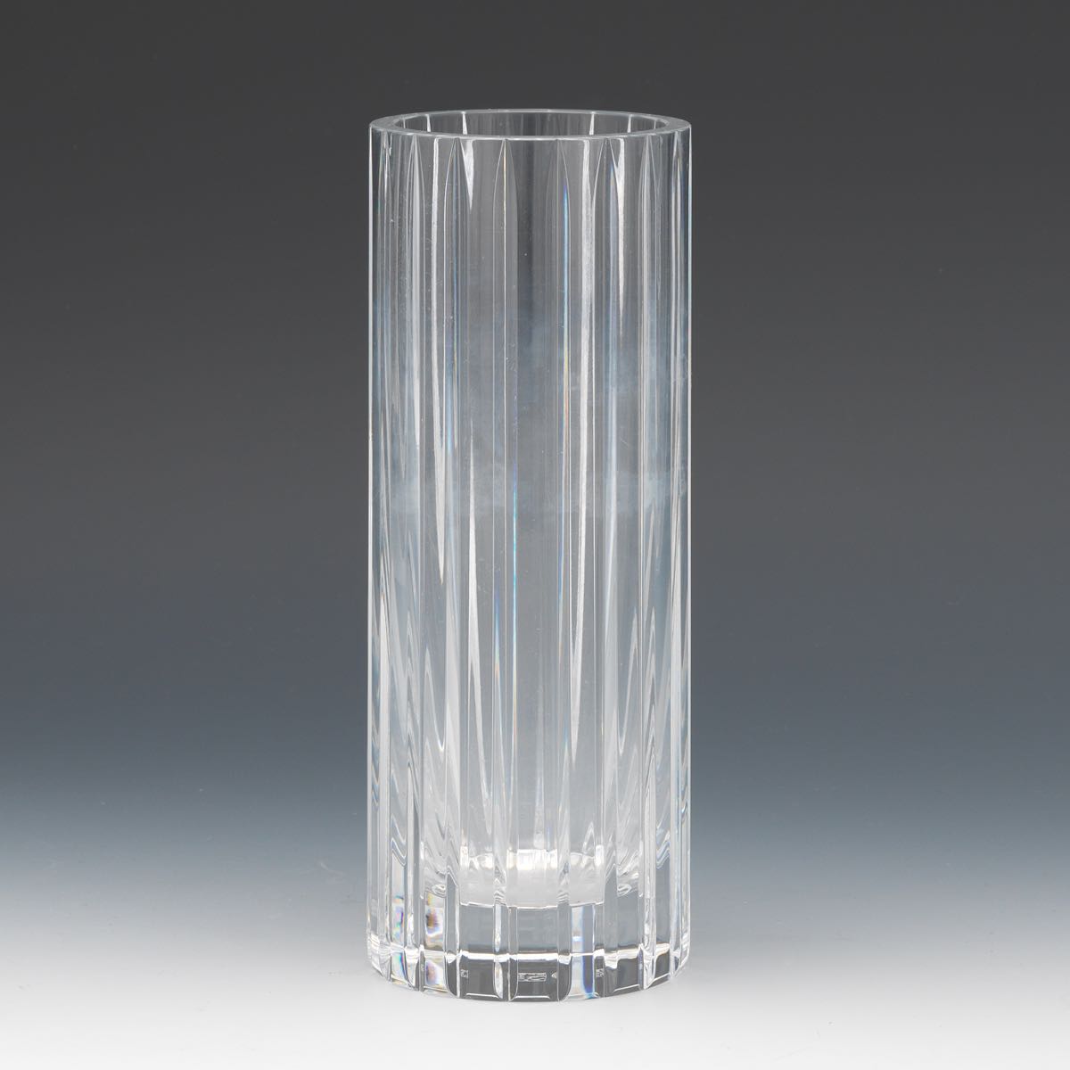 Baccarat Vase, "Harmonie" 8" x 3" dia.Cylindrical form Baccarat glass vase with furrowed sides, acid - Image 2 of 6