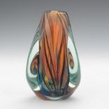 Baker O'Brien (American, Contemporary), Labino Glass Studio 6" x 3-3/4"Iridescent feathered triangle