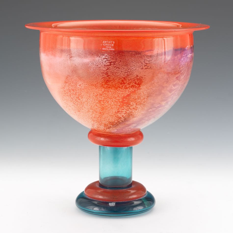 Kjell Engman for Kosta Boda Monumental Art Glass Vase 11-1/2" x 11-1/4"Large blown glass bowl with - Image 4 of 8