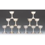 Twelve Gorham Sterling Silver Sherbet Cups, "Dolly Madison" Pattern, dated 1929 4-1/2"Stemmed