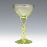 Dominick Labino (American, 1910-1987) 6-3/4"Blown glass, chartreuse colored air-twist stemmed glass,