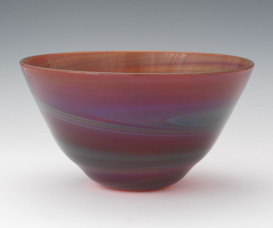 Baker O'Brien (American, Contemporary), Labino Glass Studio 4-3/8" x 8-1/4"Green and red swirled - Image 2 of 9