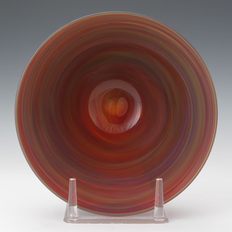 Baker O'Brien (American, Contemporary), Labino Glass Studio 4-3/8" x 8-1/4"Green and red swirled - Image 7 of 9