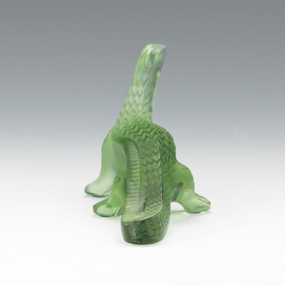 Lalique Glass Dinosaur 2-7/8" x 6"A frosted green glass dinosaur marked "Lalique" on base with a " - Image 5 of 7