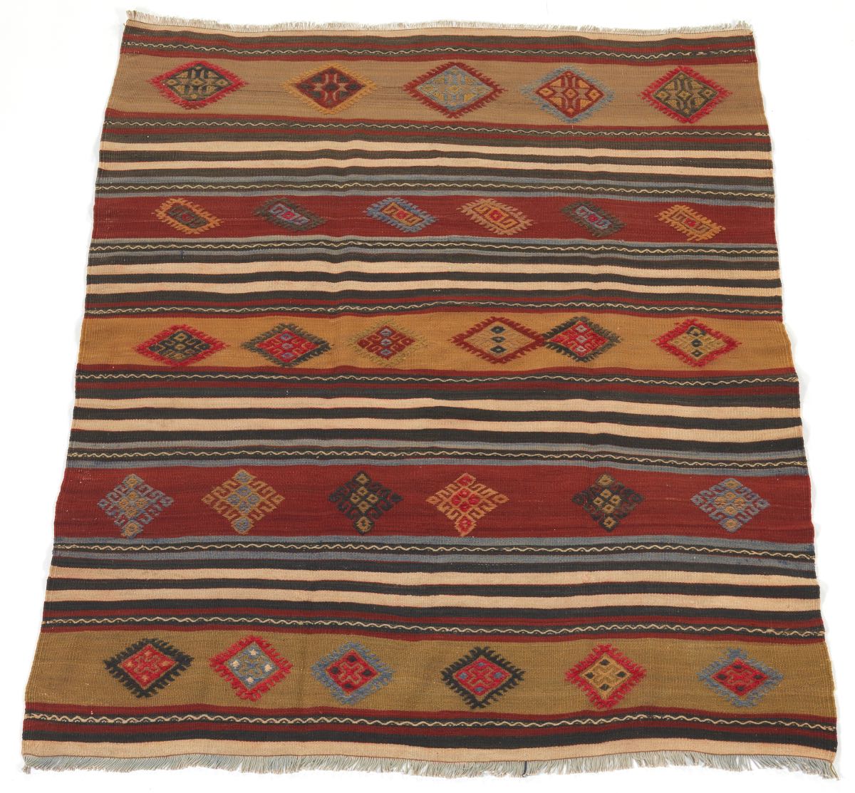 Kilim Carpet, 20th Century 5'8" x 4'8-3/4"Wool on cotton weft, square, short fringe on both sides,