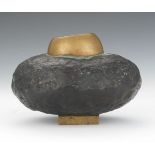 Gottfried Honegger (Swiss, b. 1917) 4 1/2" x 7 1/2"Bronze organic and geometric tactile sculpture,