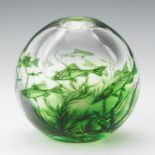 Edward Hald for Orrefors Fish Graal, Swedish, ca. 1950 5"A heavy, thick-walled, round, glass vase