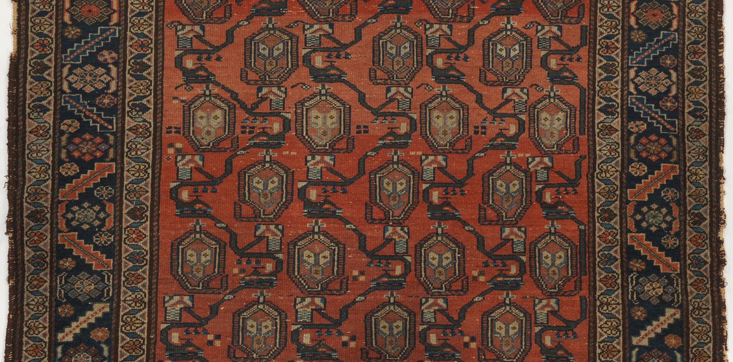 Genji Carpet, 19th Century 6'8" x 4'3"Wool on wool weft, flat wove with no pile. Nomadic carpet, - Image 2 of 2