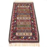 Kilim Carpet, 20th Century 10'2" x 4'9"Very fine wool on wool weaving. Field with vibrant polychrome