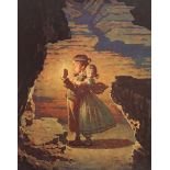 After Norman Rockwell 26" x 20" paper size"Grotto/ Tom and Becky in Cave".  Colotype on paper,