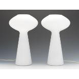 Lisa Johansson-Pape Pair of Frosted Glass Table Lamps, ca. 1950's 17" x 10"Mushroom shape frosted