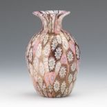 Murano Italian Millefiori Glass Cabinet Vase 4-1/4" Baluster shape blown glass vase with short