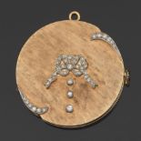 Ladies' Four-Picture Gold Locket with Diamonds, ca. 1940's  1-3/4" 14k yellow gold Florentine