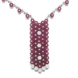 Laides' Carved Ruby and Diamond Necklace  16 in, pendant 2 x Â¾ in. 18k white gold necklace features