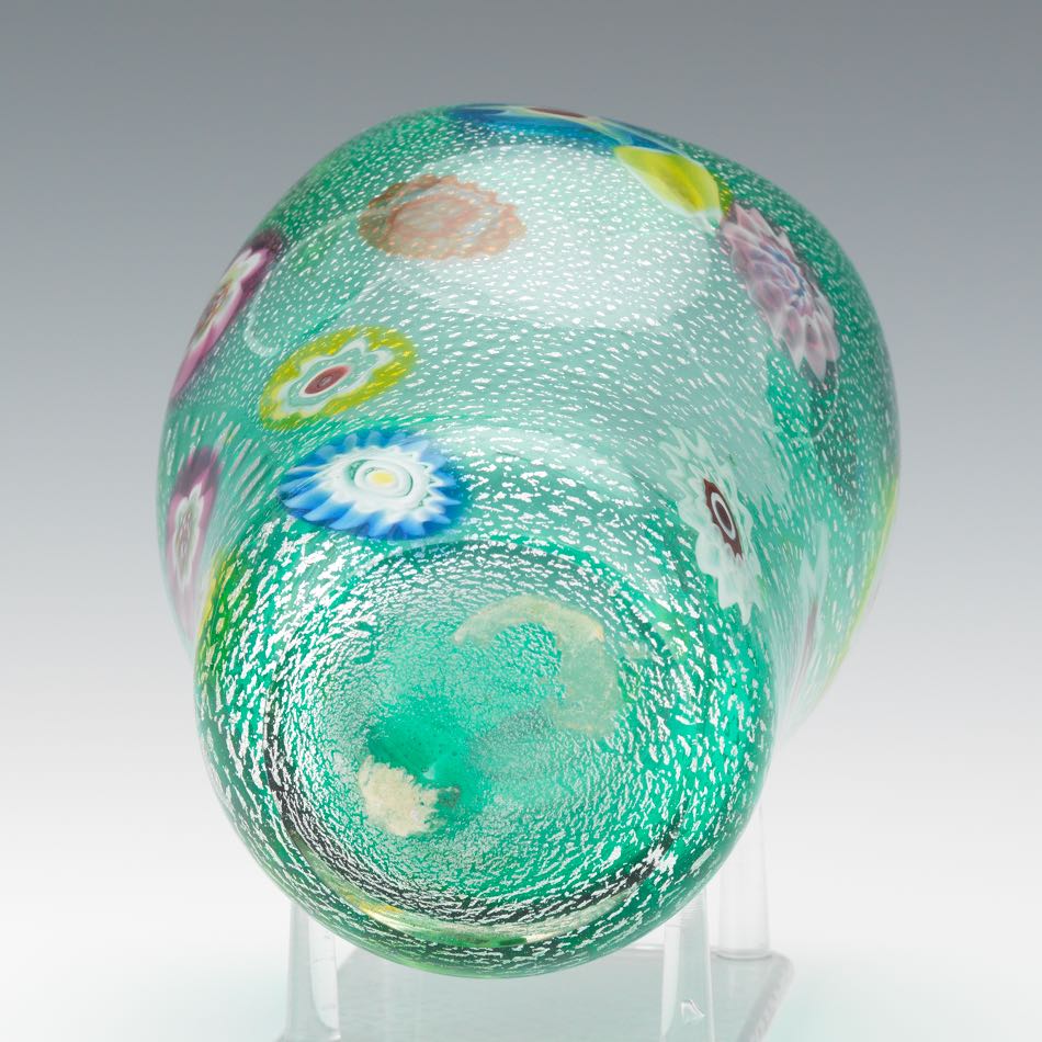 Murano Italian Millefiori Glass Vase 8-1/4"Heavy blown glass vase, millefiori design on a - Image 7 of 7