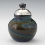 Baker O'Brien (American, Contemporary), Labino Glass Studio 5" x 4"Lidded swirled glass vase, in