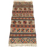 Kilim Carpet, Early 20th Century 9'8" x 3'11"Flat-weave with dyed wool on dense flat wefts,