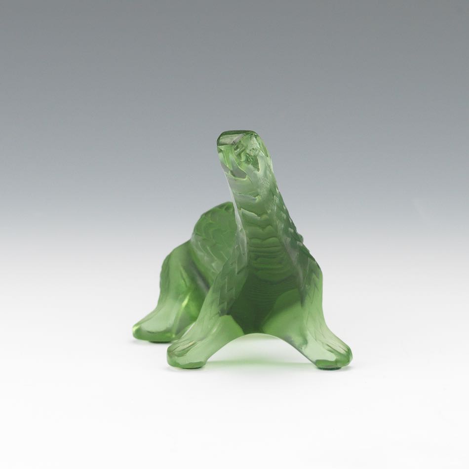 Lalique Glass Dinosaur 2-7/8" x 6"A frosted green glass dinosaur marked "Lalique" on base with a " - Image 3 of 7