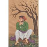 Indian Gouache Miniature Painting Image 5-5/8" x 8-3/4", paper- 6-1/2" x 9-3/4" Finely minute