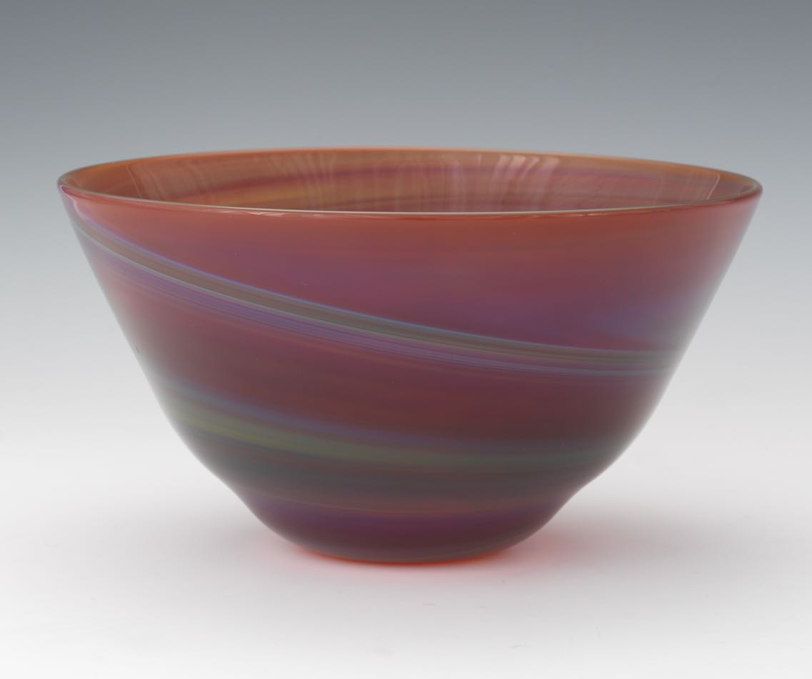 Baker O'Brien (American, Contemporary), Labino Glass Studio 4-3/8" x 8-1/4"Green and red swirled - Image 5 of 9