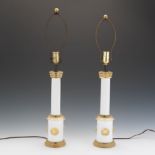 Barovier e Toso Pair of Murano Glass Table Lamps 27" Columnar form hand blown glass lamps: