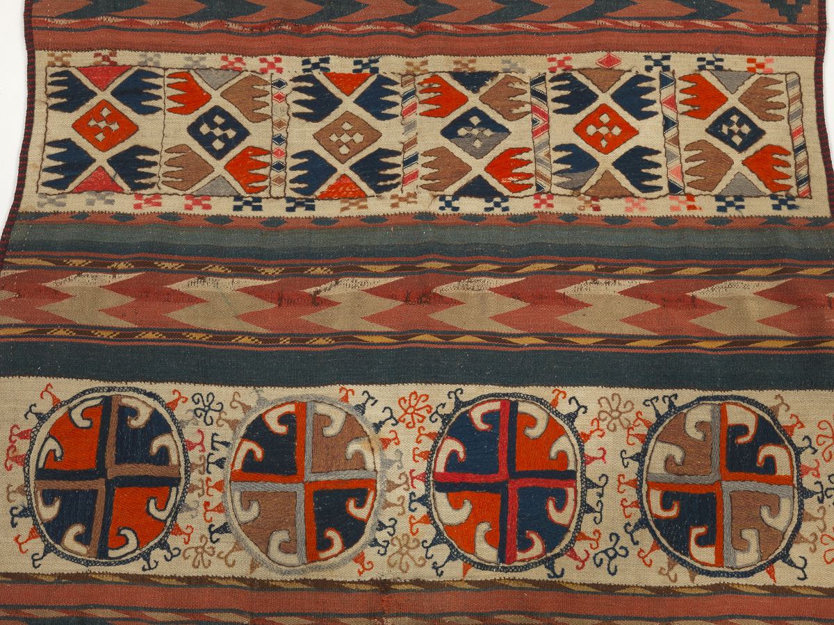 Kilim Carpet, Early 20th Century 9'8" x 3'11"Flat-weave with dyed wool on dense flat wefts, - Image 2 of 2