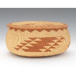 Northern California Native American Basket with Lid 10" x 4-1/2"Hand crafted, tightly woven deep