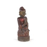 Wooden Sculpture of a Praying Indonesian Woman 30"Polychromed figure of a kneeling woman wearing a