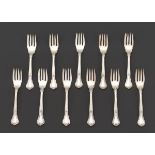 Gorham Sterling Silver Dessert Forks, "Chantilly" Pattern, Late 19th Century nullTotal of 11 dessert