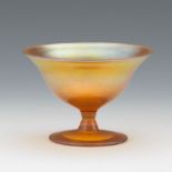 Steuben Gold Aurene Footed Cabinet Compote 2-3/4" x 3-7/8"Blown gold aurine glass bowl raised on