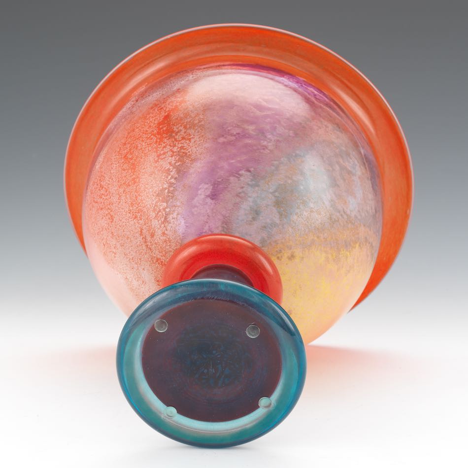 Kjell Engman for Kosta Boda Monumental Art Glass Vase 11-1/2" x 11-1/4"Large blown glass bowl with - Image 7 of 8