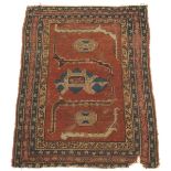 Kurdish Carpet, 19th Century 4'7" x3'3-1/2"Wool on wool weft, possibly goat hair, unusual design