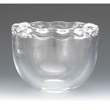 Steuben Glass Bowl 6-3/8" x 8-1/2"Heavy, thick-walled glass bowl with an inverted piecrust rim;