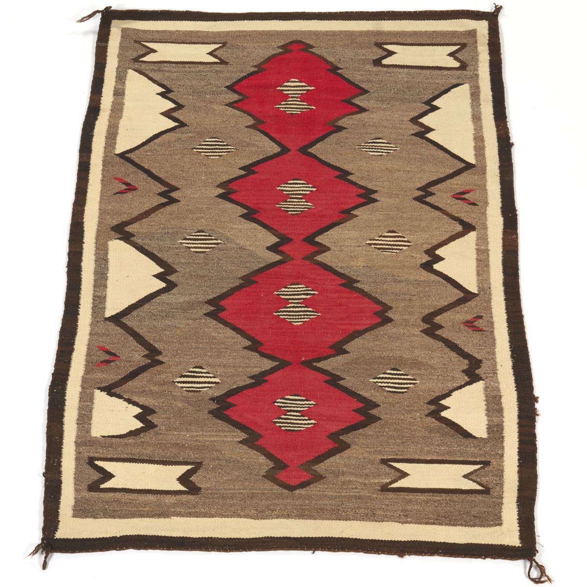 Navajo Blanket, ca. 1900-1940's 5'1/2" x 3'7-1/2"Homespun wool blanket, very soft with lazy lines