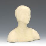 Rookwood Pottery Bust 7 3/8" x 7 3/8"Bust of a Young Woman, 1927. Ivory matte glazed pottery.