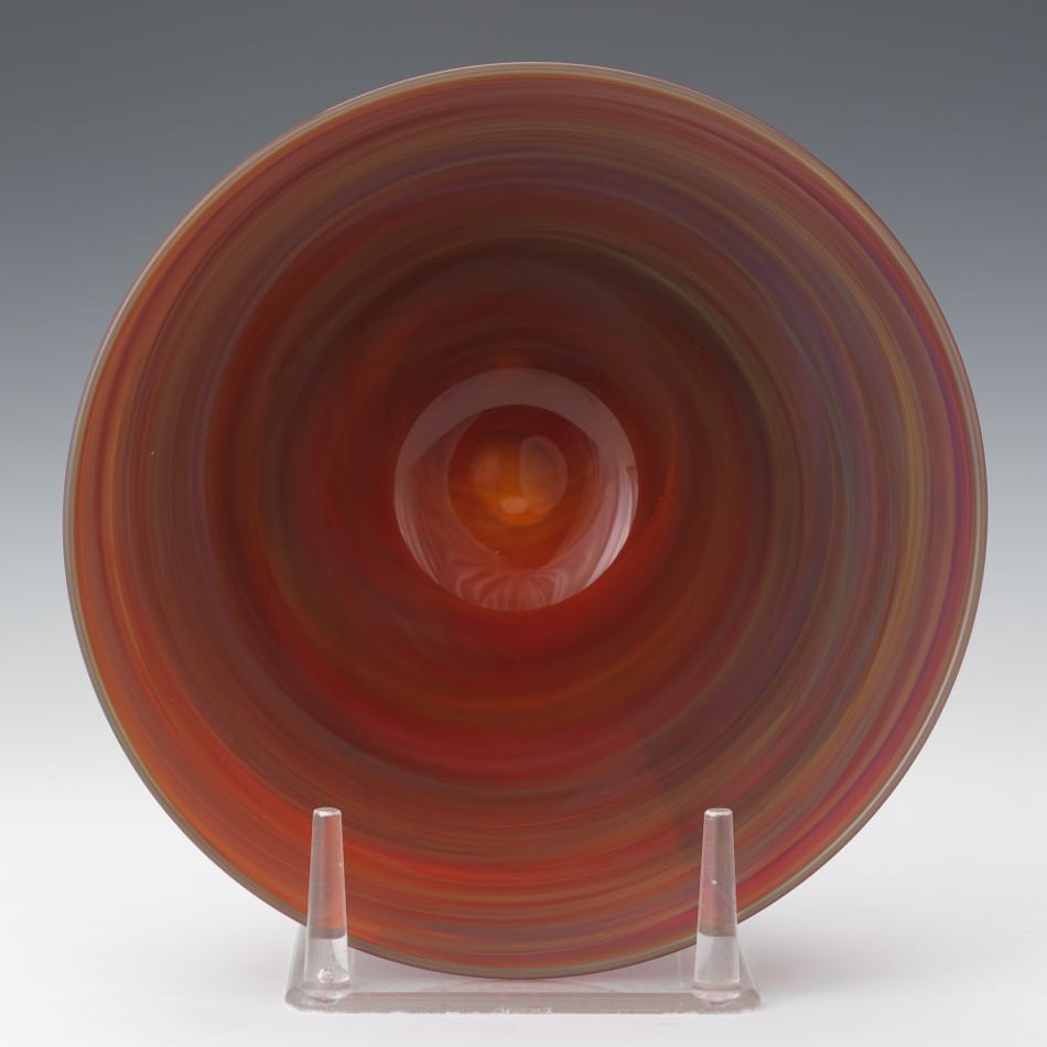 Baker O'Brien (American, Contemporary), Labino Glass Studio 4-3/8" x 8-1/4"Green and red swirled - Image 6 of 9