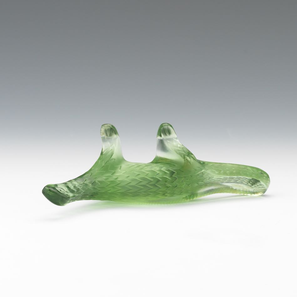 Lalique Glass Dinosaur 2-7/8" x 6"A frosted green glass dinosaur marked "Lalique" on base with a " - Image 6 of 7