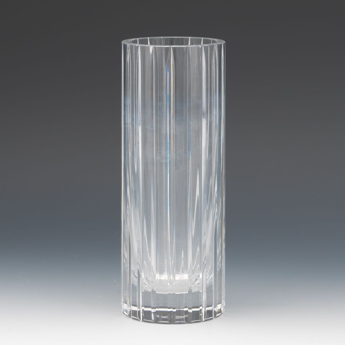 Baccarat Vase, "Harmonie" 8" x 3" dia.Cylindrical form Baccarat glass vase with furrowed sides, acid - Image 4 of 6