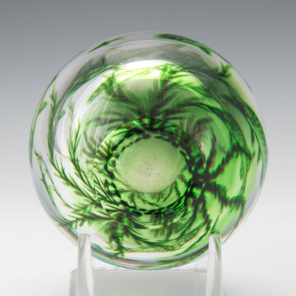 Edward Hald for Orrefors Fish Graal, Swedish, ca. 1950 5"A heavy, thick-walled, round, glass vase - Image 7 of 7