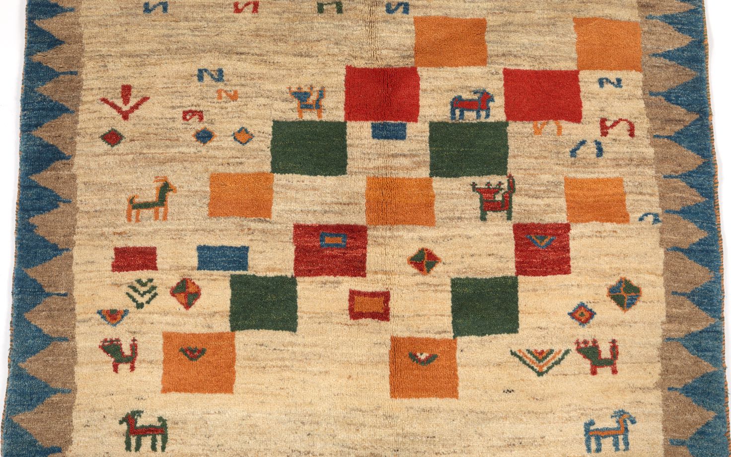 Gebbeh Carpet, 20th Century 6'7" x 4'3"Dense wool pile on wool weft. Field with polychrome geometric - Image 2 of 2