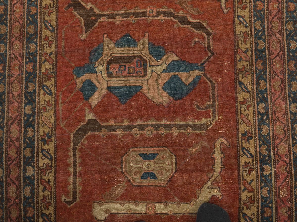 Kurdish Carpet, 19th Century 4'7" x3'3-1/2"Wool on wool weft, possibly goat hair, unusual design - Image 2 of 2