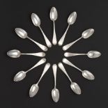 Twelve Towle Silversmiths Sterling Silver Teaspoons 5-7/8" Oval bowl with elongated handle with hand