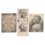 Wenceslaus (Vaclav) Hollar (Czech/British, 1607-1677) nullGroup of three portraits and a title