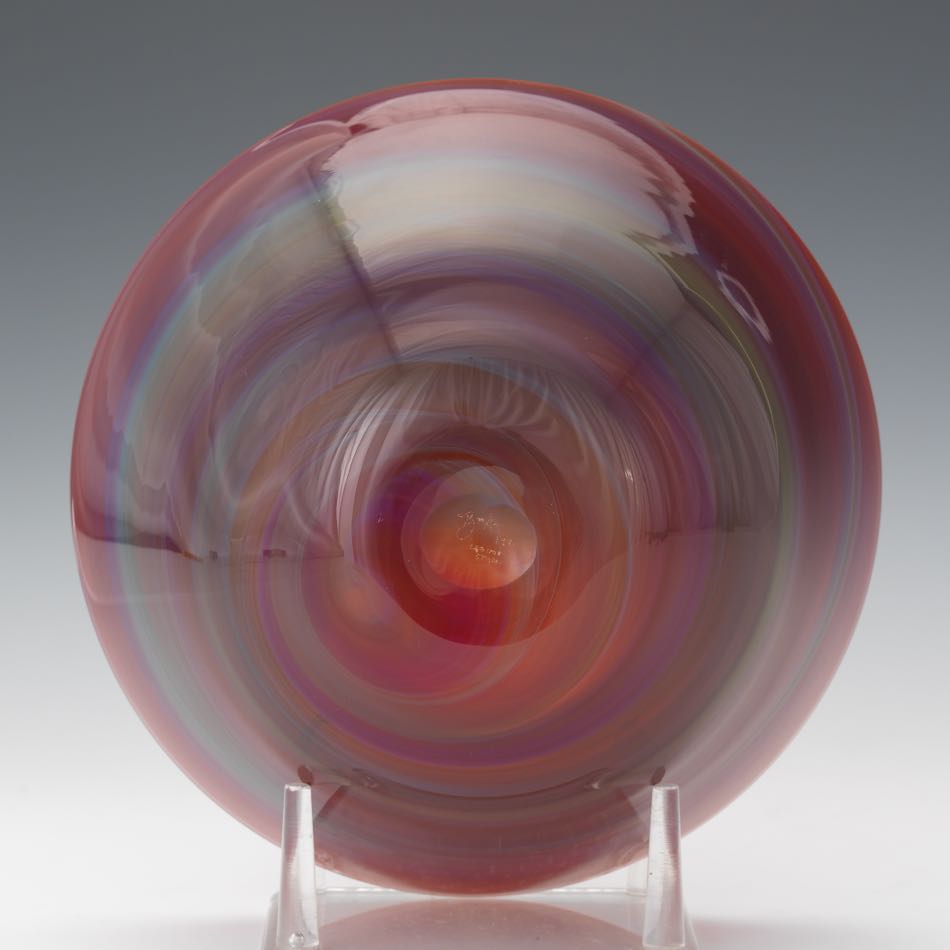 Baker O'Brien (American, Contemporary), Labino Glass Studio 4-3/8" x 8-1/4"Green and red swirled - Image 9 of 9