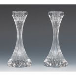 A Pair of Baccarat Candlesticks 6-1/8"Modern tapering shape with furrowed sides, Baccarat logo