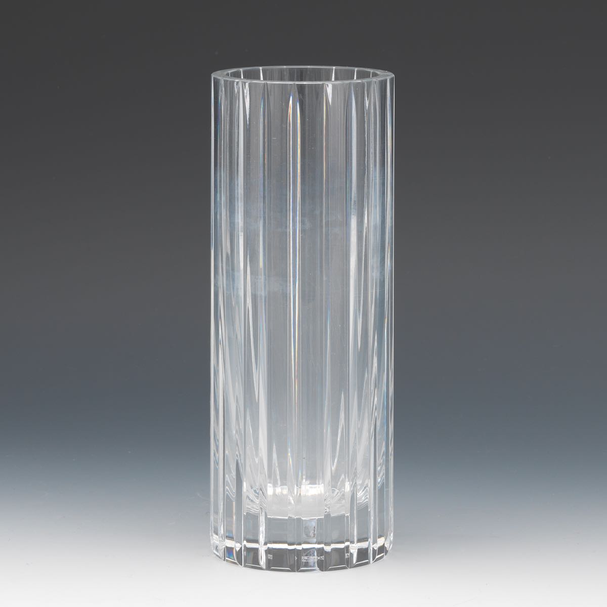 Baccarat Vase, "Harmonie" 8" x 3" dia.Cylindrical form Baccarat glass vase with furrowed sides, acid - Image 3 of 6