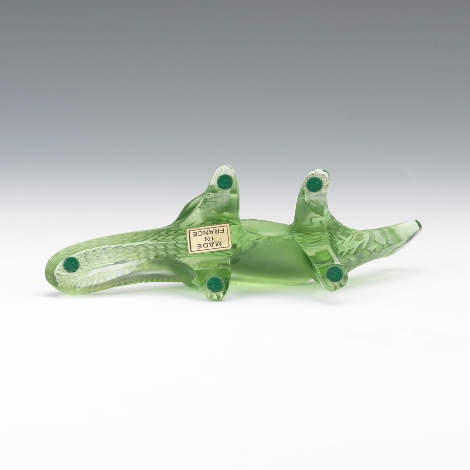 Lalique Glass Dinosaur 2-7/8" x 6"A frosted green glass dinosaur marked "Lalique" on base with a " - Image 7 of 7