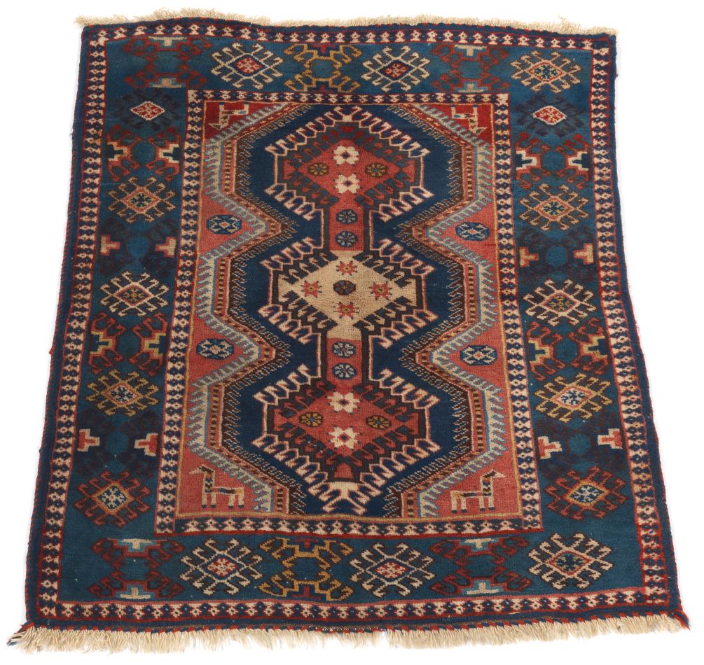 Khorramabad Carpet, 20th Century 3'11" x 3'3"Low dense silky wool pile on wool weft. Field with