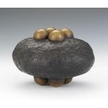 Gottfried Honegger (Swiss, b. 1917) 4" x 7 1/2"Bronze organic and geometric tactile sculpture, circa